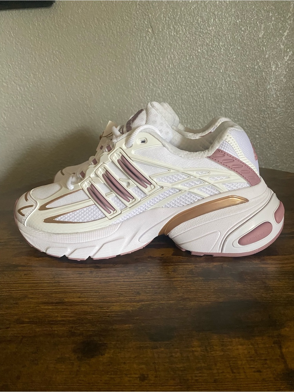 Women’s Adistar White and Rose Gold Athletic Sneakers